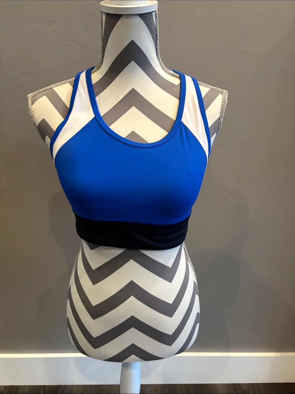 Athleta - Blue & White Sports Bralette with Black Band